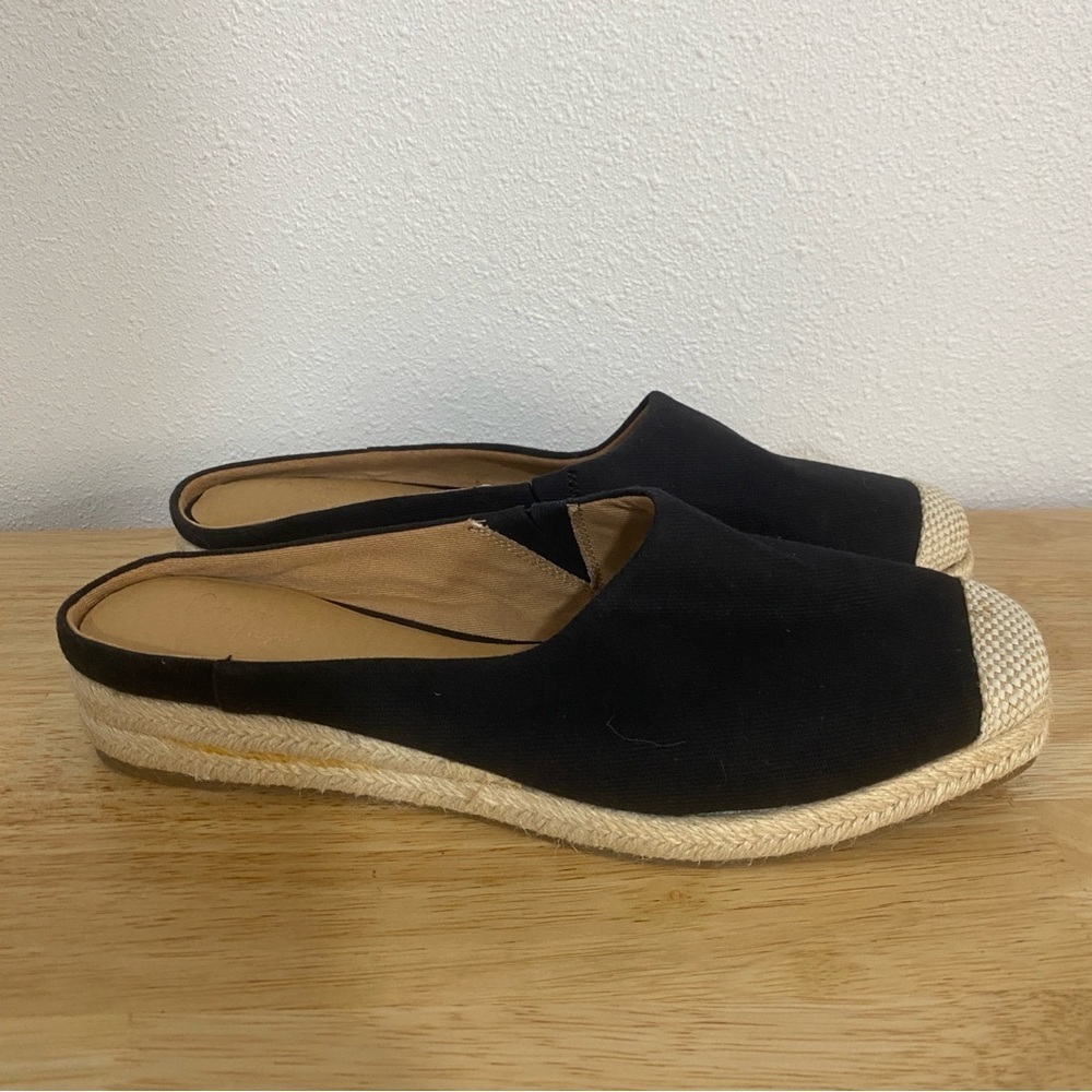 Crown Vintage Espadrille Slip On Clog Wedge Sandal Black 9 M